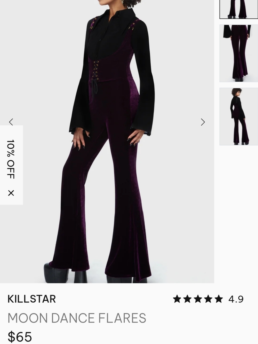 Killstar Moondance Flare Pants Plum